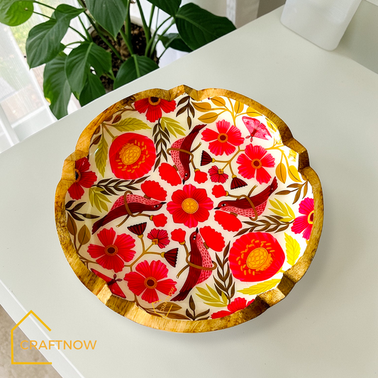 Premium Wooden Serving Lotus Edge Platter