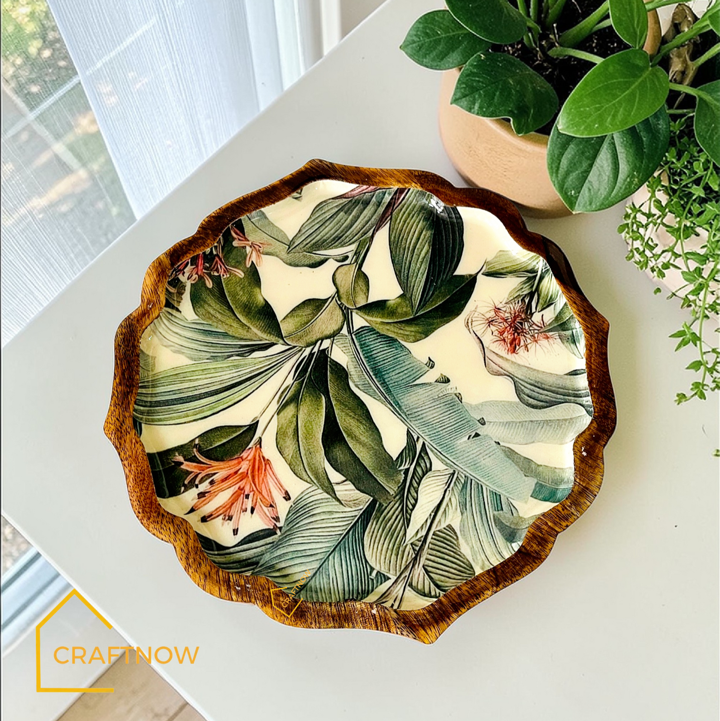 Premium Wooden Serving Lotus Edge Platter