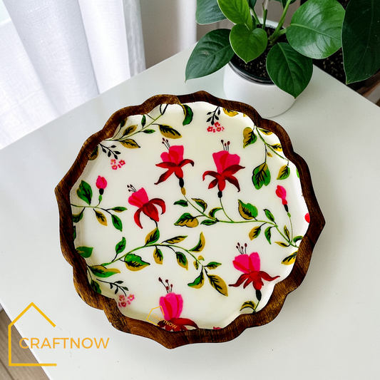 Premium Wooden Serving Lotus Edge Platter