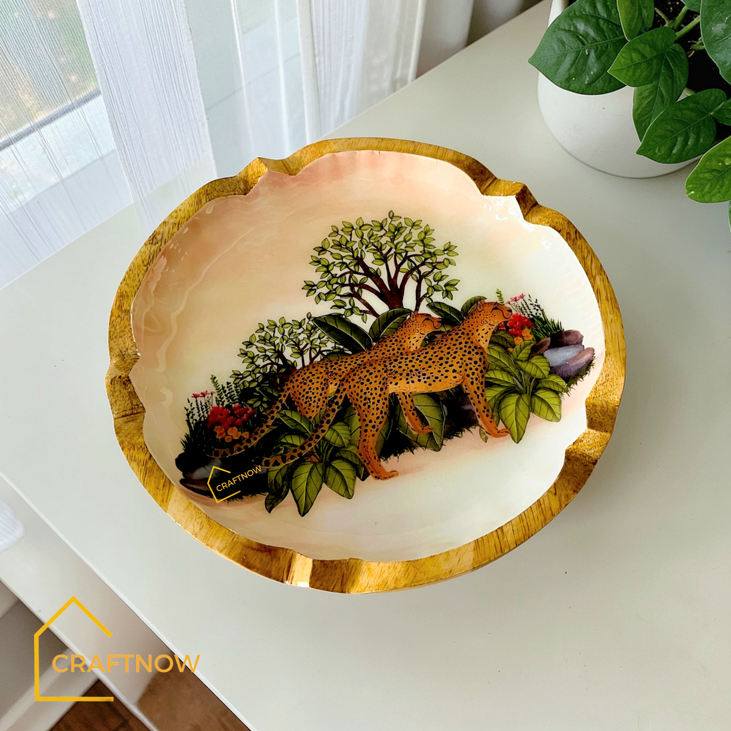 Premium Wooden Serving Lotus Edge Platter
