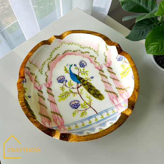 Premium Wooden Serving Lotus Edge Platter