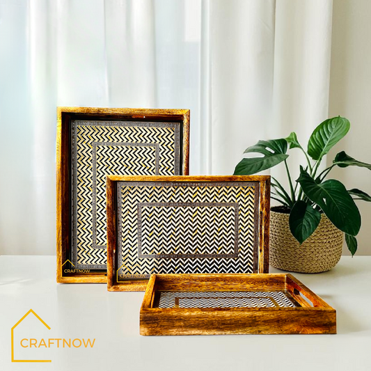 Premium Mangowood Serving Tray Set of 3