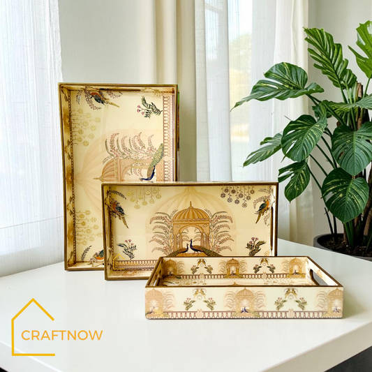 Premium Wooden Serving Tray Set of 3