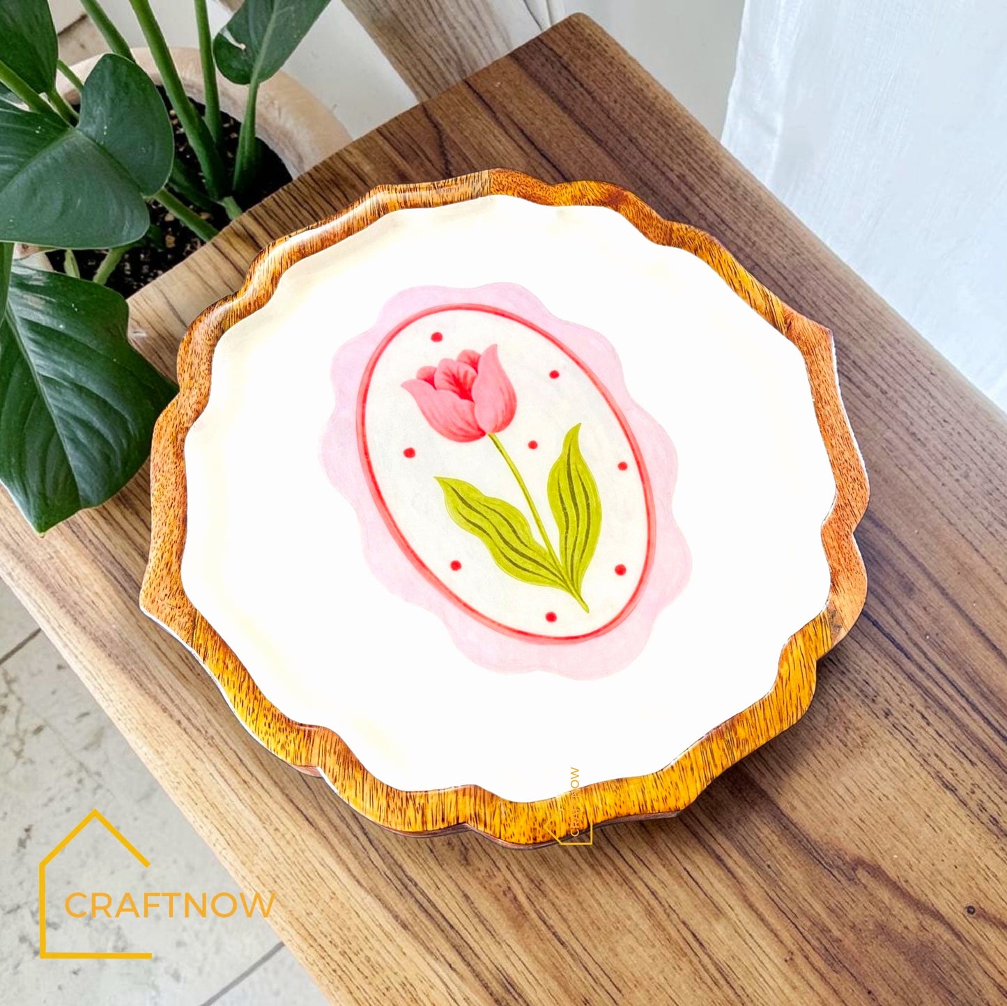 Premium Wooden Serving Lotus Edge Platter