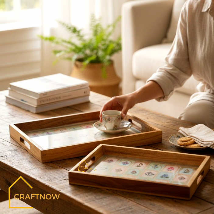 Premium Teakwood Serving Tray Set of 2