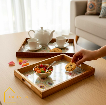 Premium Teakwood Serving Tray Set of 2