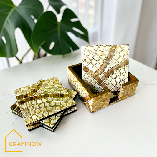 Wooden Coasters Set of 6 with Holder
