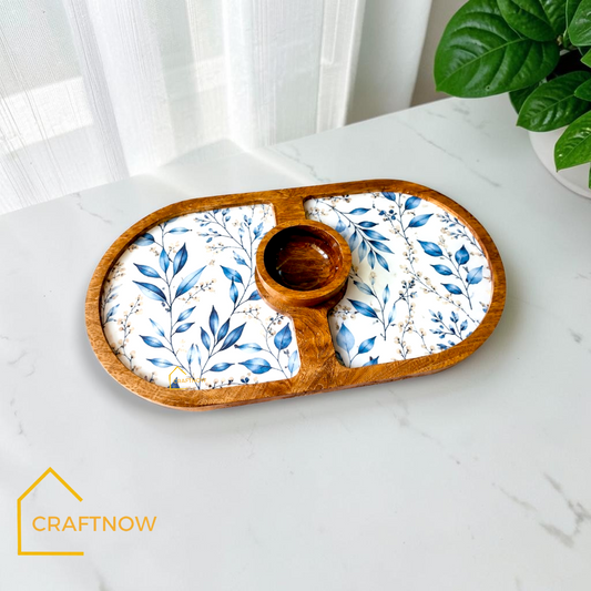Wooden Serving Platter with a Bowl