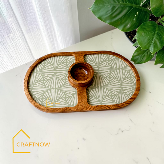 Wooden Serving Platter with a Bowl