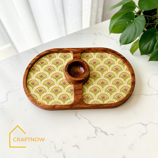 Wooden Serving Platter with a Bowl