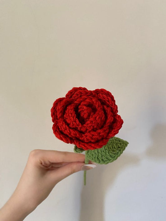 Crochet Red Rose Stick