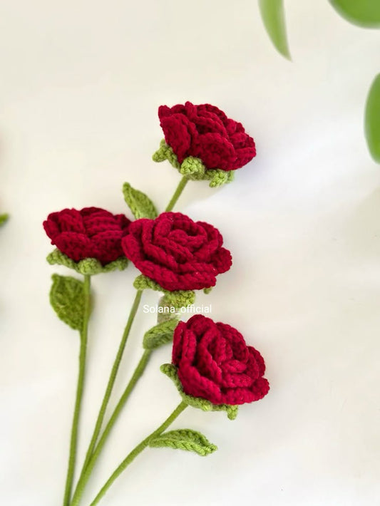 Crochet Red Rose Stick