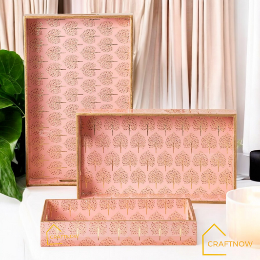 Premium Wooden Serving Tray Set of 3