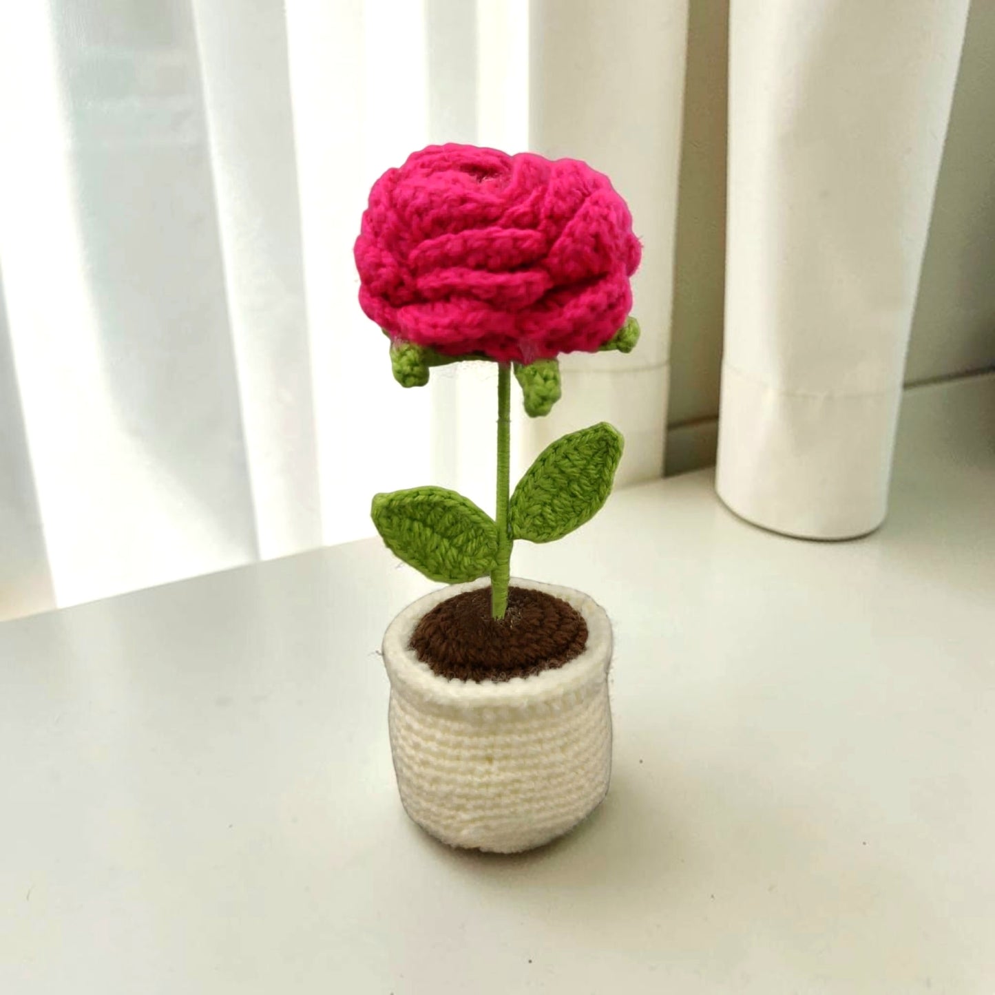 Crochet Rose Pot