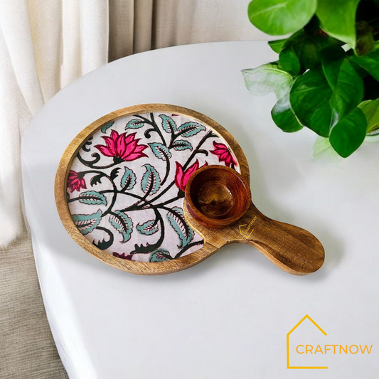 Wooden Serving Platter with a Bowl