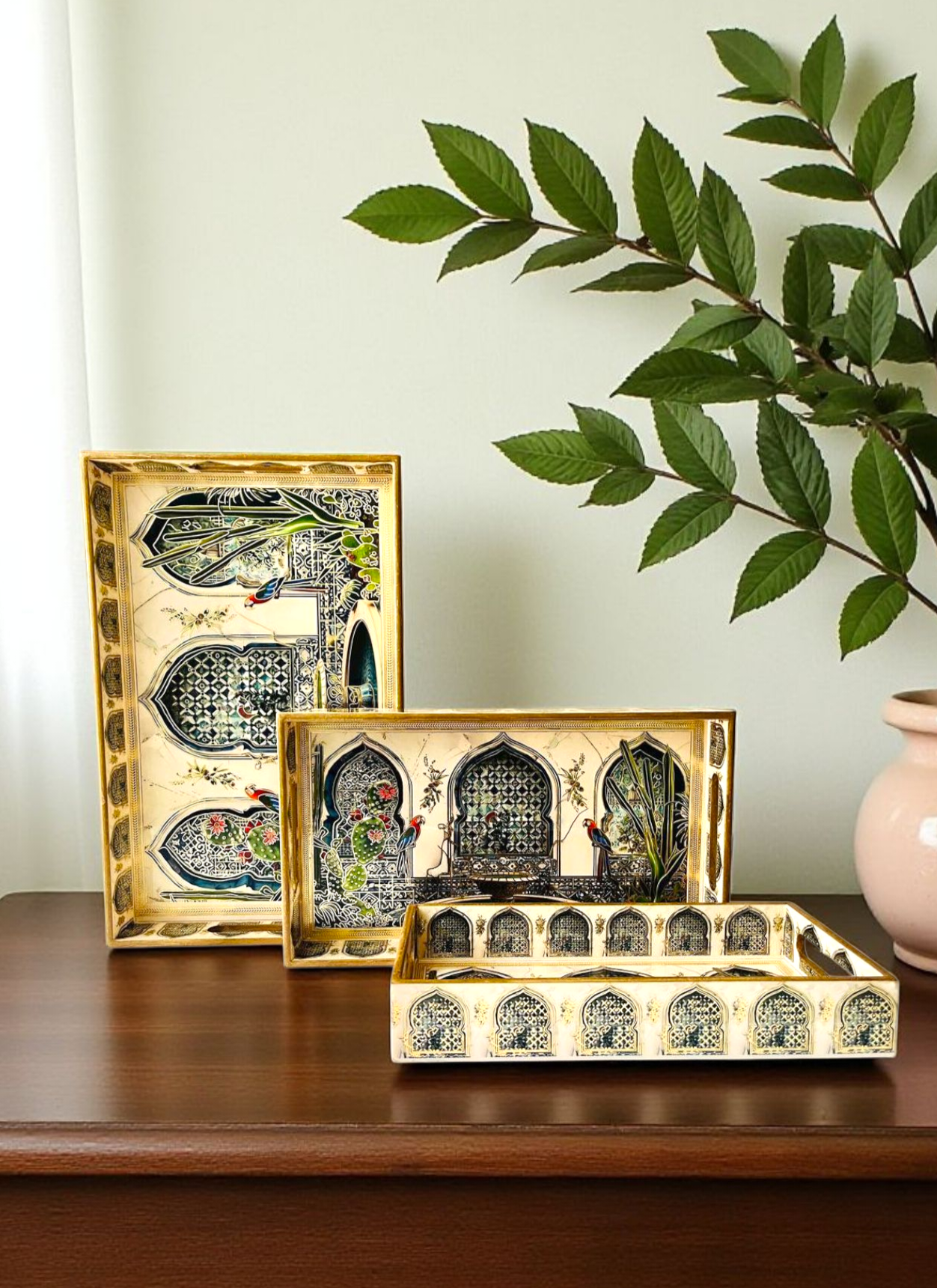 Premium Wooden Serving Tray Set of 3