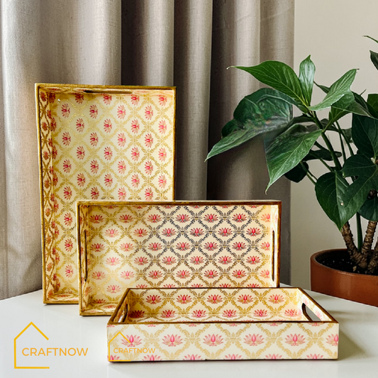 Premium Wooden Serving Tray Set of 3