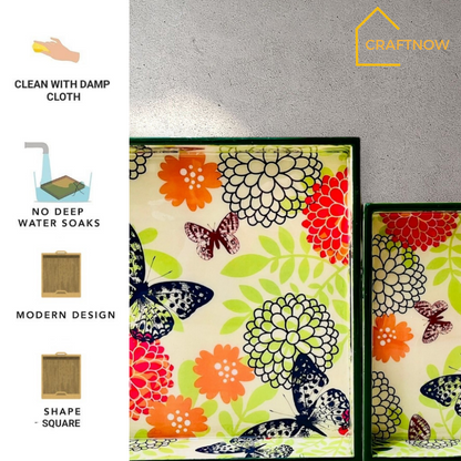 Premium Wooden Square Tray Set of 2
