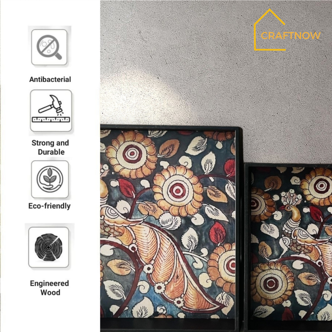 Premium Wooden Square Tray Set of 3
