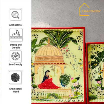 Premium Wooden Square Tray Set of 2