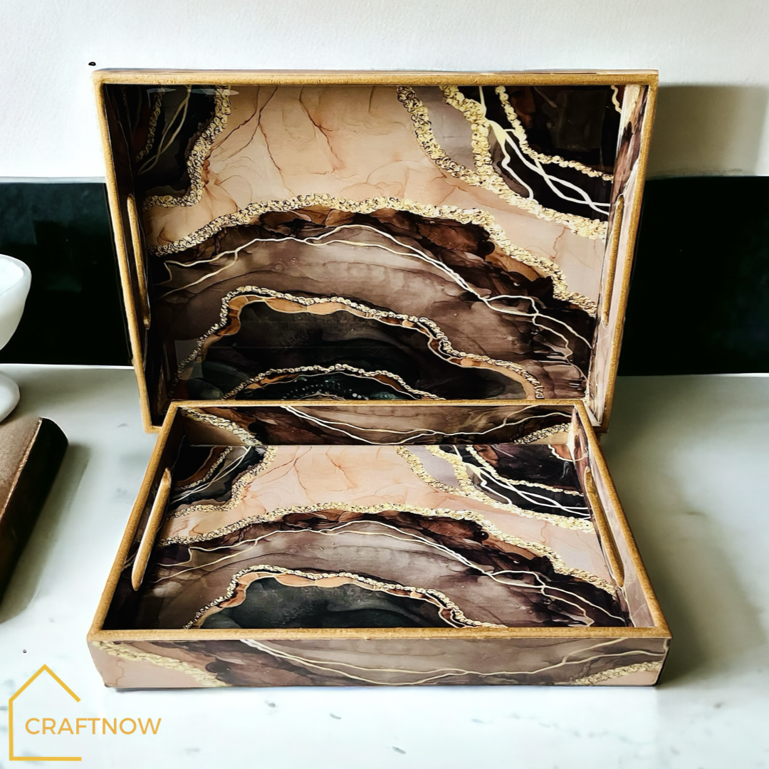 Premium Wooden Serving Tray Set of 2