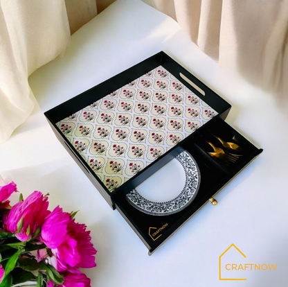 Rectangular Wooden Trays with Chest of Drawer