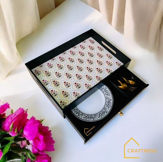 Rectangular Wooden Trays with Chest of Drawer