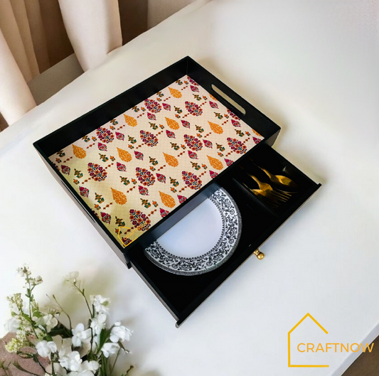 Rectangular Wooden Trays with Chest of Drawer