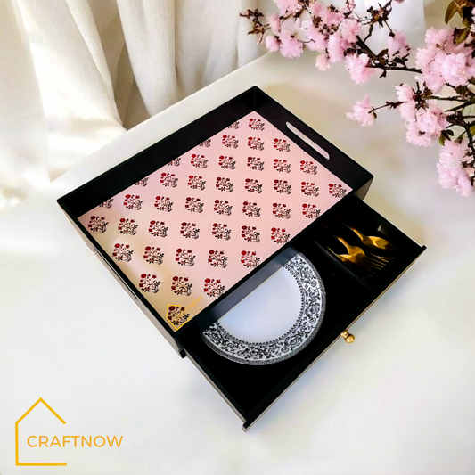Rectangular Wooden Trays with Chest of Drawer