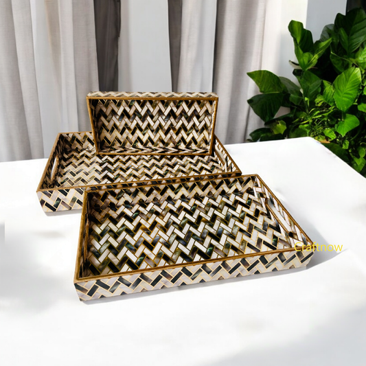 Premium Wooden Serving Tray Set of 3