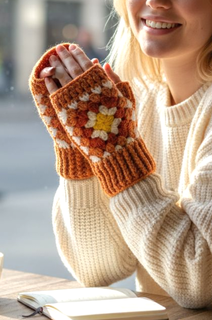 Cozy Granny Square Gloves