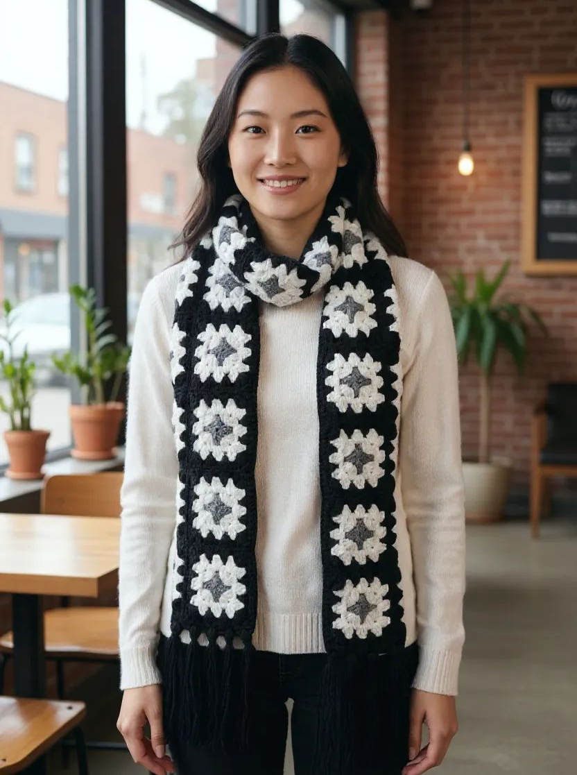 Cozy Granny Square Mufflar❄️🧣