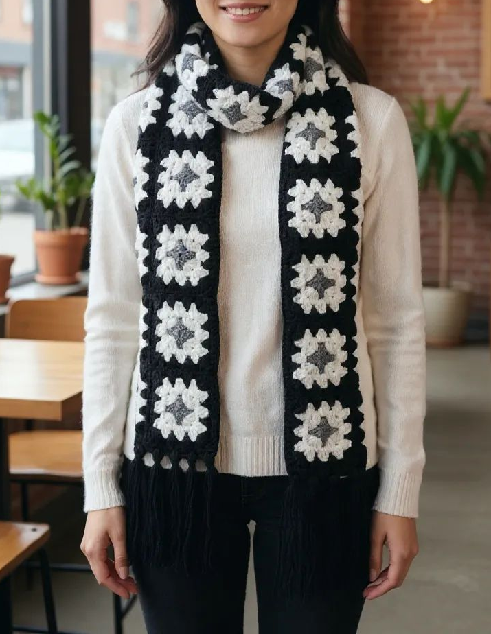 Cozy Granny Square Mufflar❄️🧣