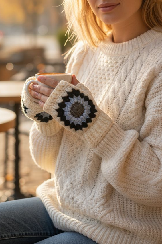 Cozy Granny Square Gloves