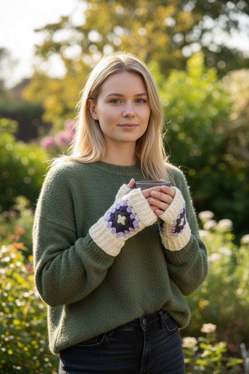 Cozy Granny Square Gloves