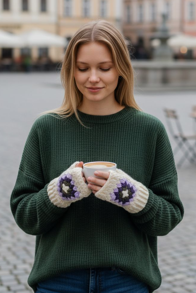 Cozy Granny Square Gloves