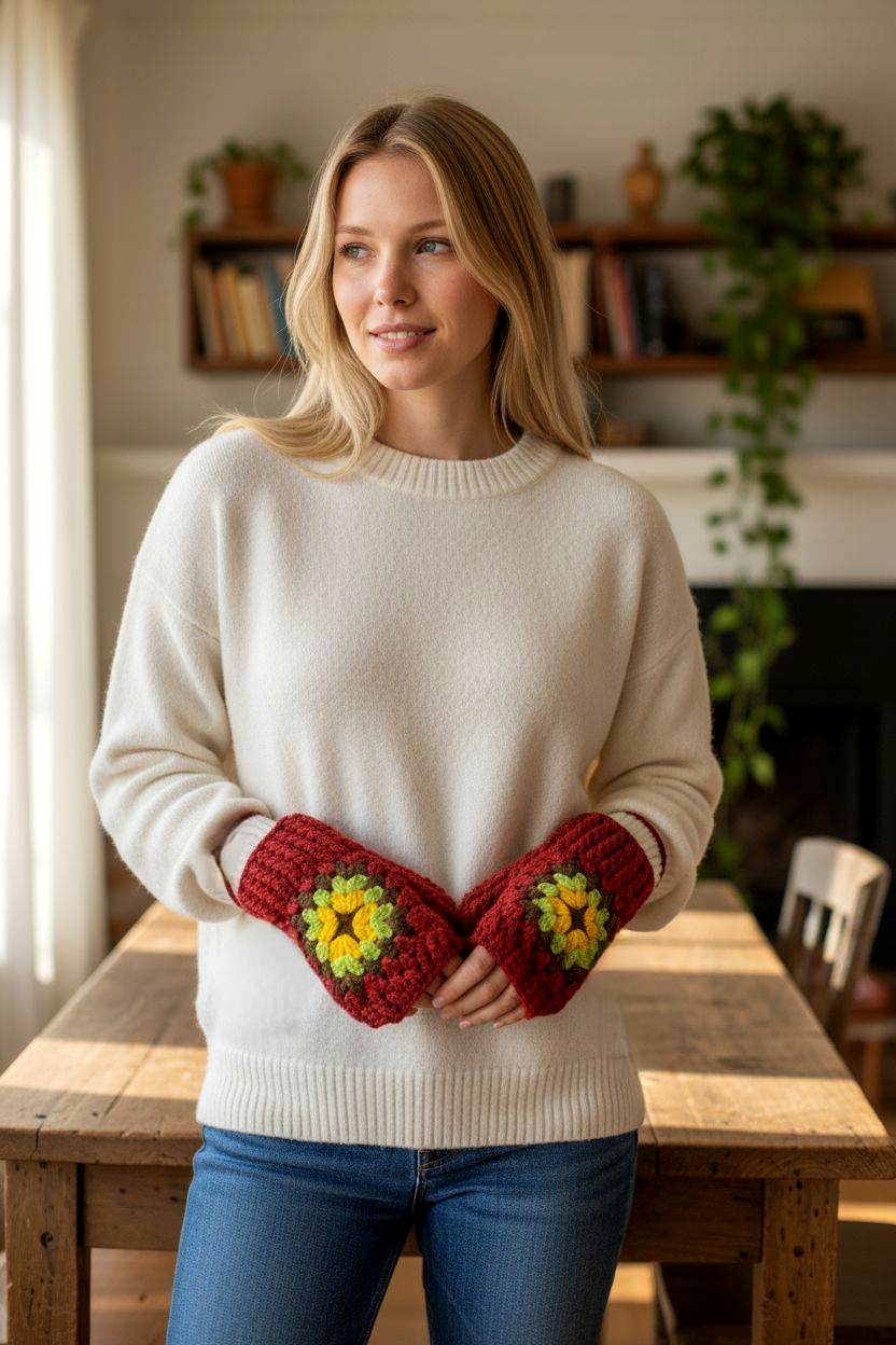 Cozy Granny Square Gloves