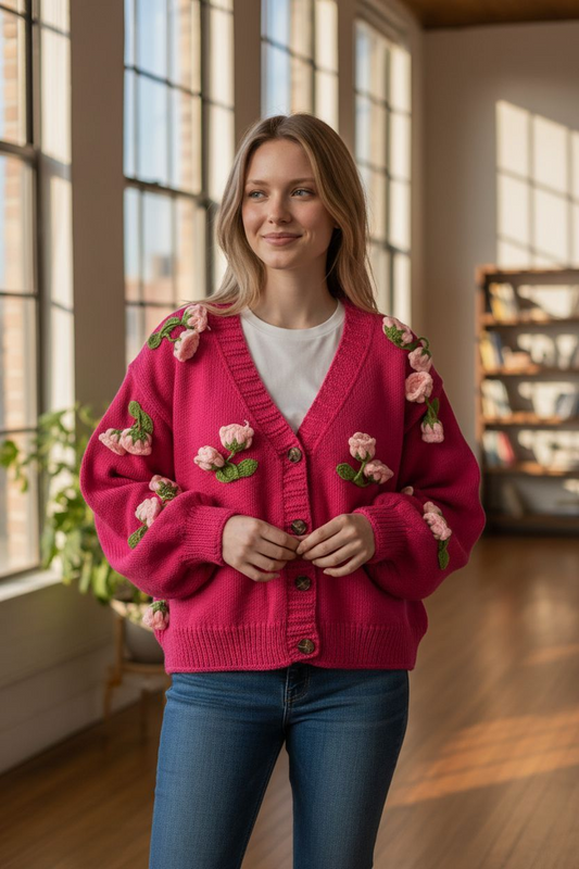 Pink Pop Tulip Cardigan 🌷