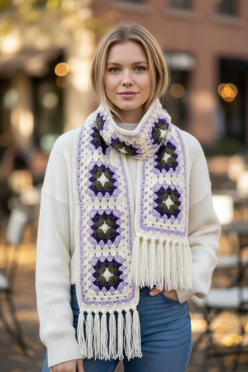 Cozy Granny Square Mufflar❄️🧣