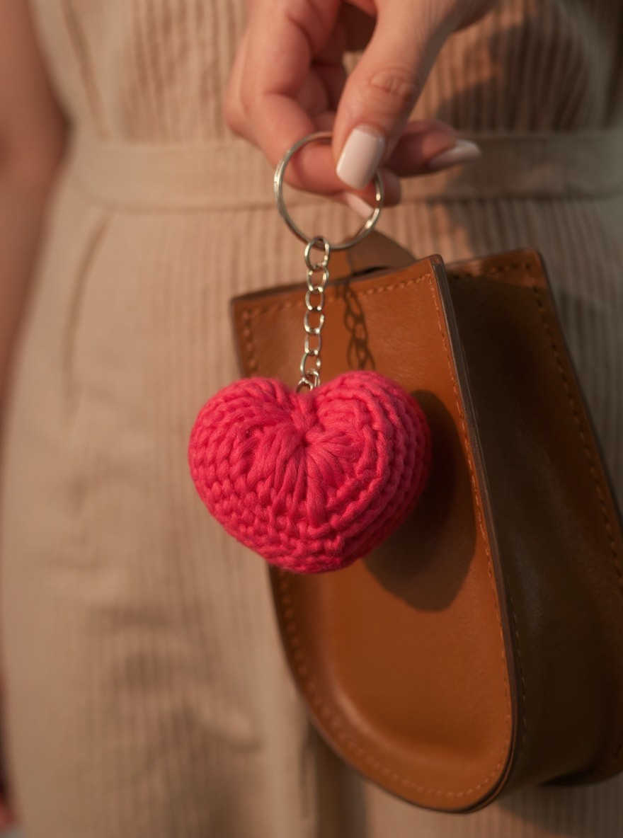 Crochet Heart Keychain & Bagcharm
