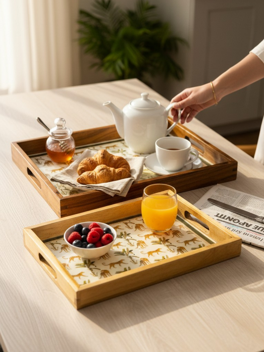 Premium Teakwood Serving Tray Set of 2