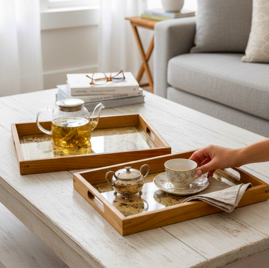 Premium Teakwood Serving Tray Set of 2