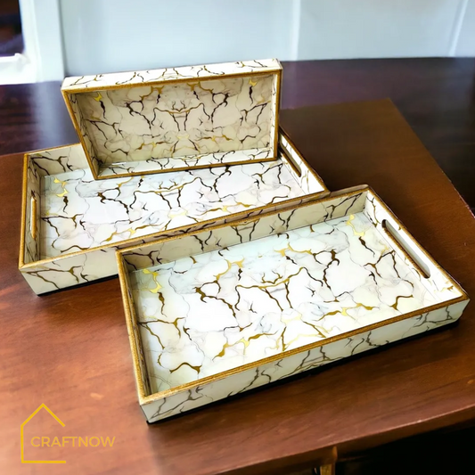 Premium Wooden Serving Tray Set of 3