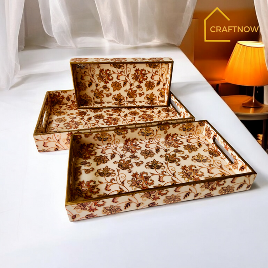 Premium Wooden Serving Tray Set of 3