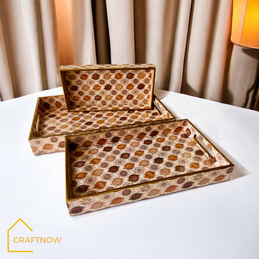 Premium Wooden Serving Tray Set of 3
