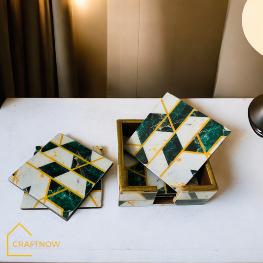 Wooden Coasters Set of 6 with Holder