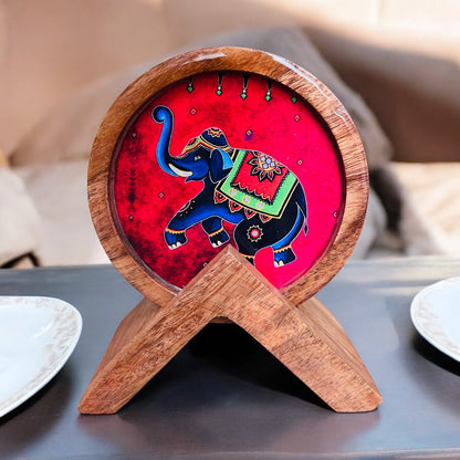 Premium Wooden Coasters Set of 4 with Holder