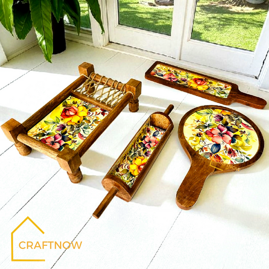 Wooden Serving Platter Set of 4