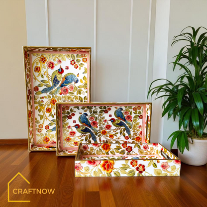 Premium Wooden Serving Tray Set of 3