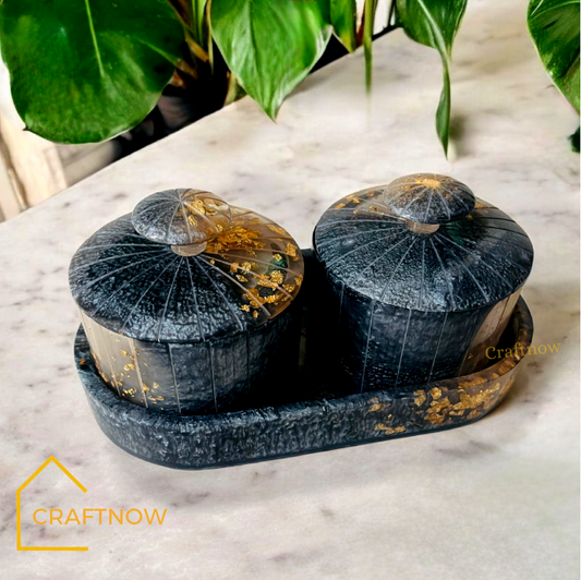 Premium Air-tight Resin Jar Set of 2 with a Tray